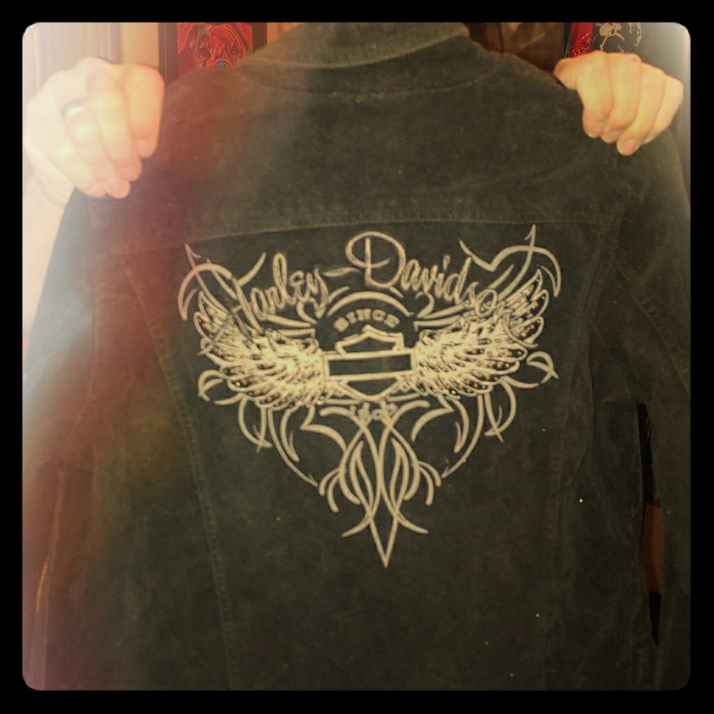 Suede Black Harley Davidson Jacket